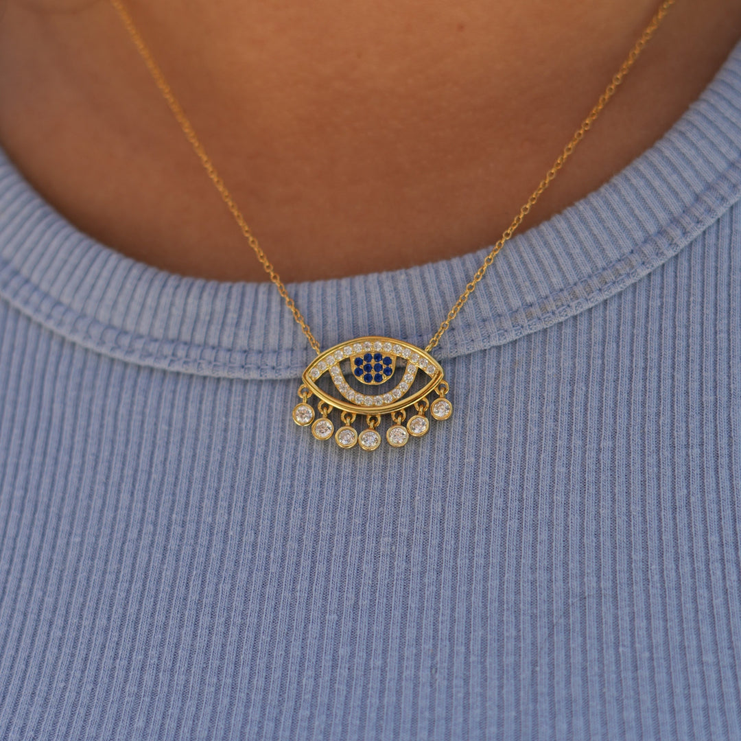 Blue chandelier necklace